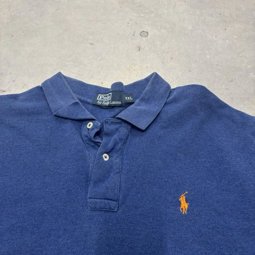 Polo Ralph Lauren Men's‎ XXL Collar Polo Shirt Blue Short Sleeve Pony Preppy